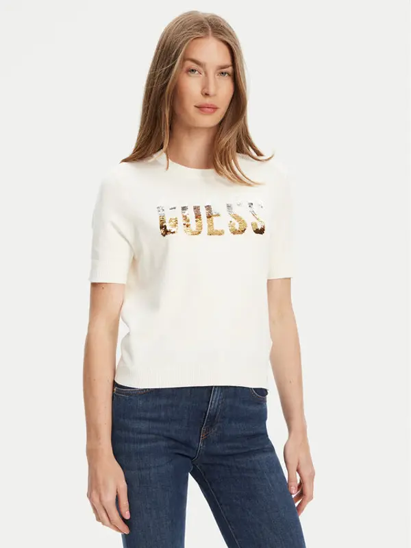 Guess Guess Džemper W5YR25 Z2NQ2 Écru Regular Fit