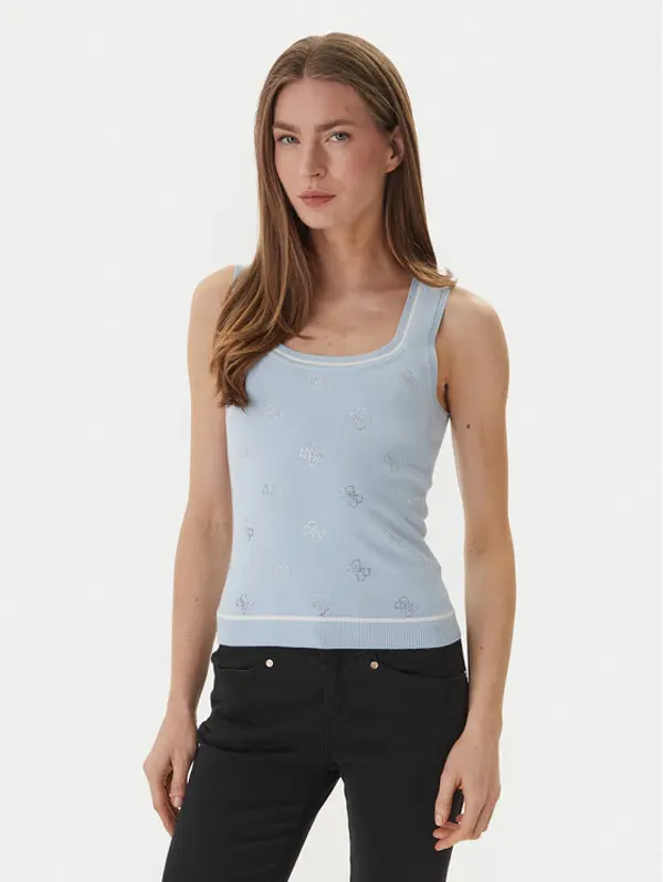 Guess Guess Džemper W6GR17 Z0604 Svijetloplava Regular Fit