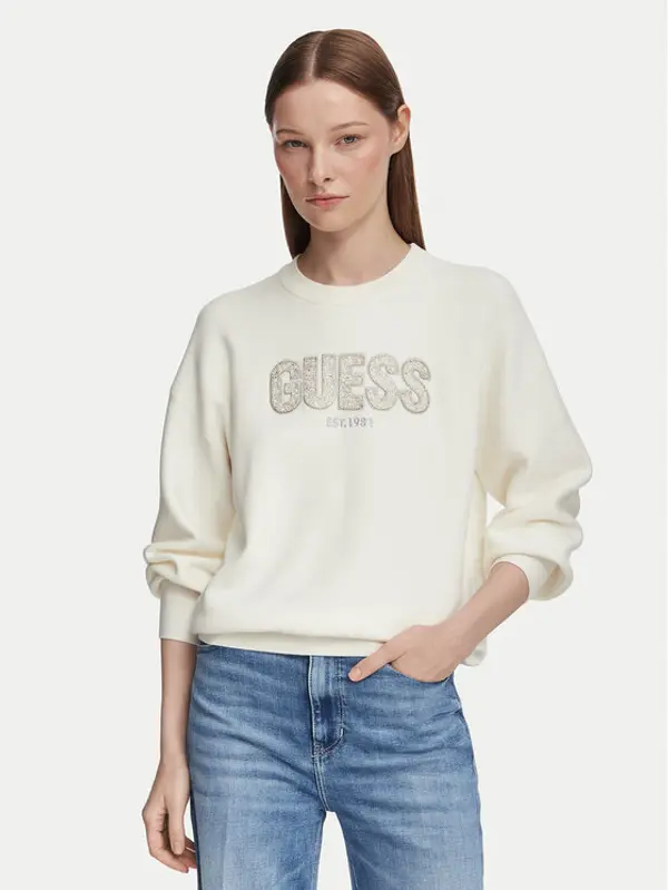 Guess Guess Džemper W6YR30 Z0978 Krem Regular Fit