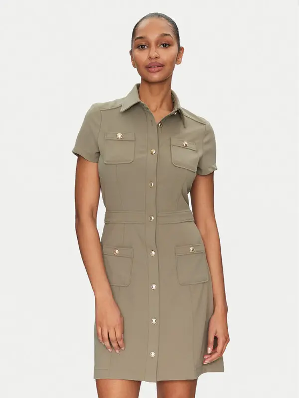 Guess Guess Haljina košulja W5GK70 KCBO2 Kaki Regular Fit