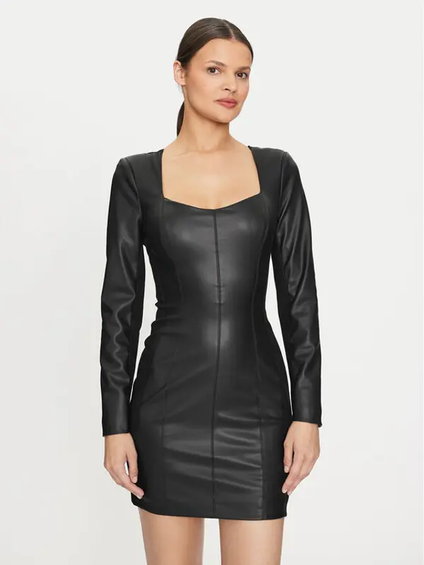 Guess Guess Haljina od imitacije kože 4YGK20 7159A Crna Regular Fit