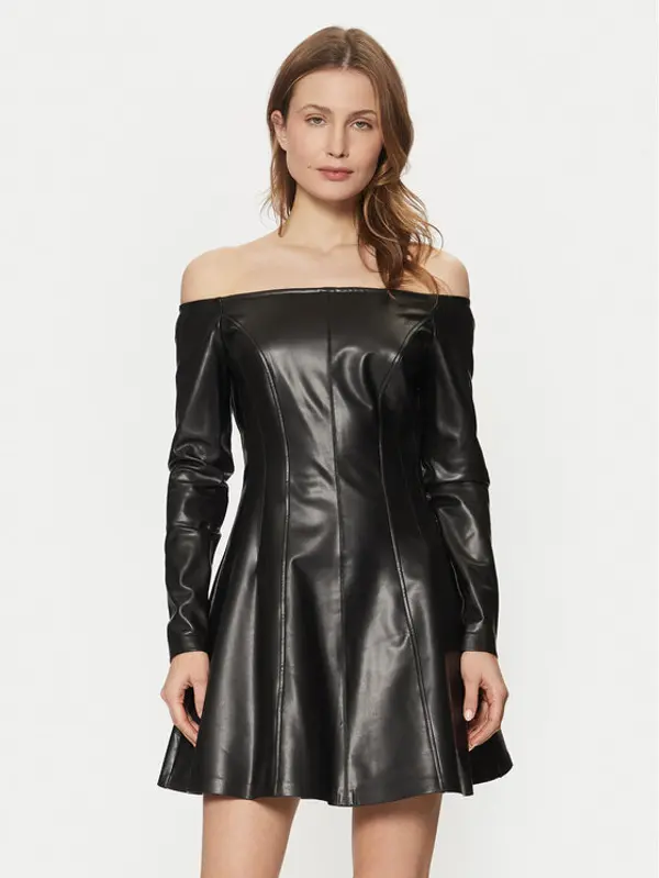 Guess Guess Haljina od imitacije kože W5RK43 K8S30 Crna Regular Fit