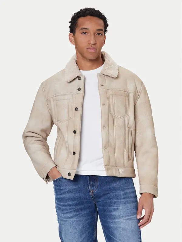 Guess Guess Jakna od imitacije kože M5BL0I W2500 Bež Regular Fit