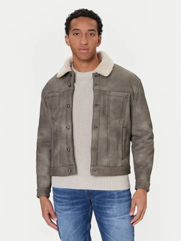 Guess Guess Jakna od imitacije kože M5BL0I W2500 Smeđa Regular Fit