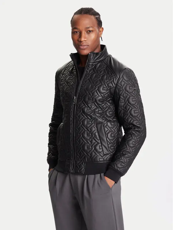 Guess Guess Jakna od imitacije kože M5BL2E W1050 Crna Regular Fit
