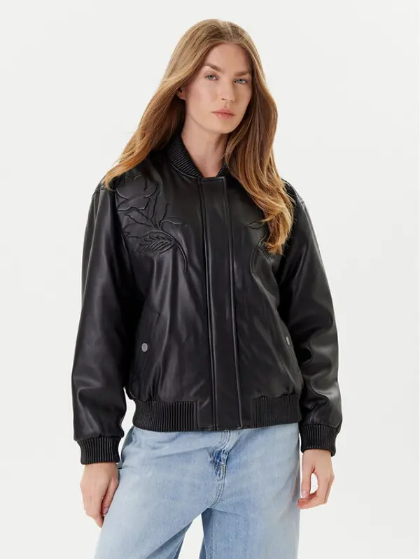 Guess Guess Jakna od imitacije kože W5YL06 WE480 Crna Regular Fit