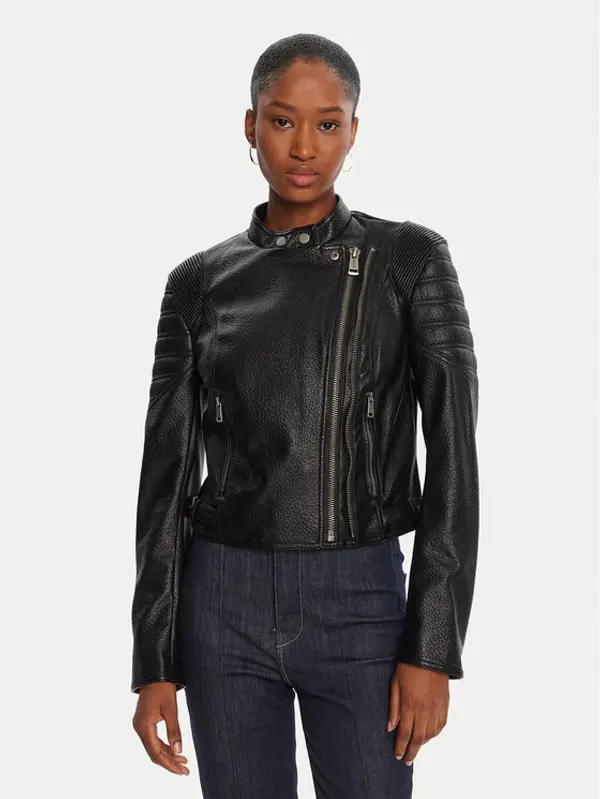 Guess Guess Jakna od imitacije kože W5YL19 WHDS0 Crna Regular Fit