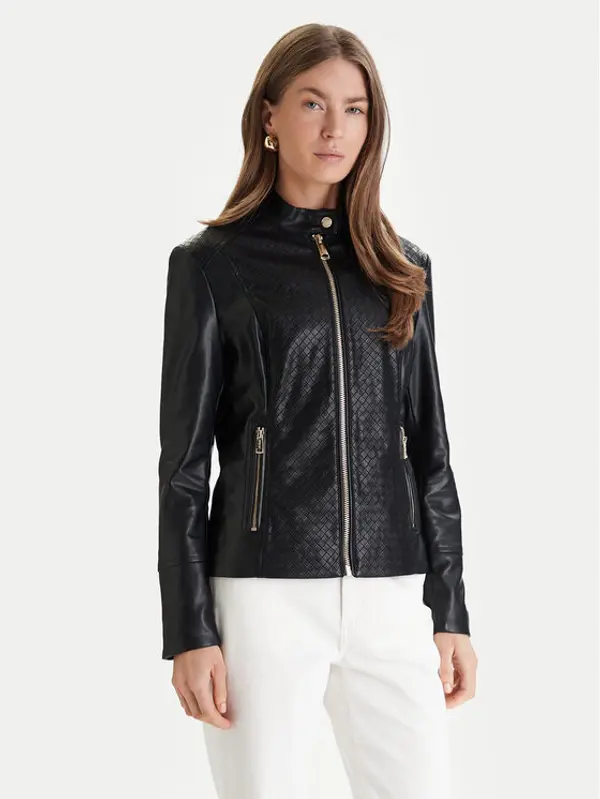 Guess Guess Jakna od imitacije kože W6RL52 WL850 Crna Regular Fit