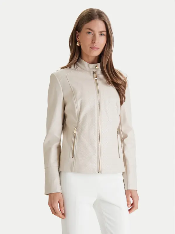 Guess Guess Jakna od imitacije kože W6RL52 WL850 Écru Regular Fit