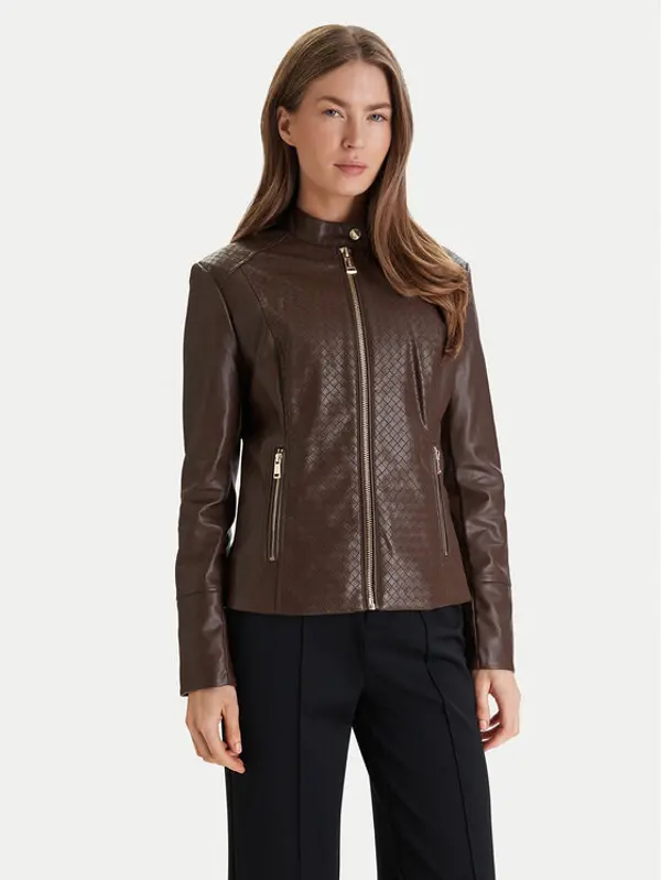 Guess Guess Jakna od imitacije kože W6RL52 WL850 Smeđa Regular Fit