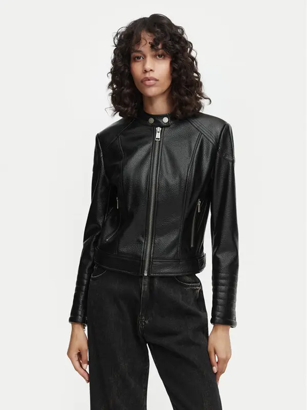 Guess Guess Jakna od imitacije kože W6YL25 W2914 Crna Regular Fit