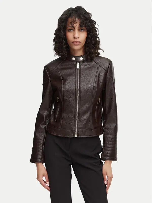 Guess Guess Jakna od imitacije kože W6YL25 W2914 Tamno smeđa Regular Fit