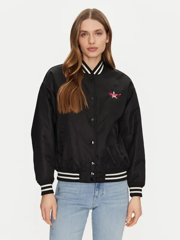 Guess Jeans Guess Jeans Bomber W5RL43 WHAA2 Crna Regular Fit