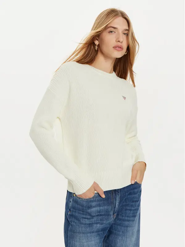 Guess Jeans Guess Jeans Džemper W4BR08 Z3HM1 Écru Regular Fit