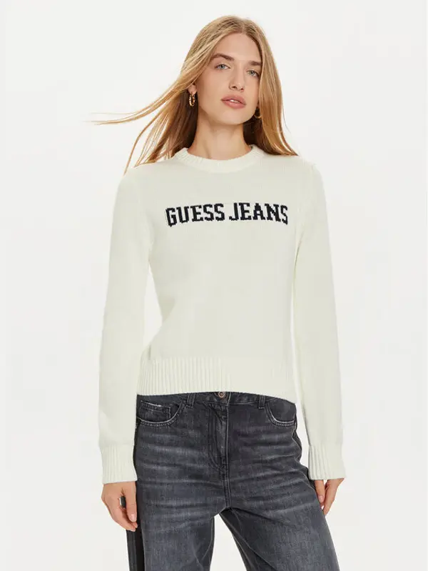 Guess Jeans Guess Jeans Džemper W4BR10 Z3HM1 Bijela Regular Fit