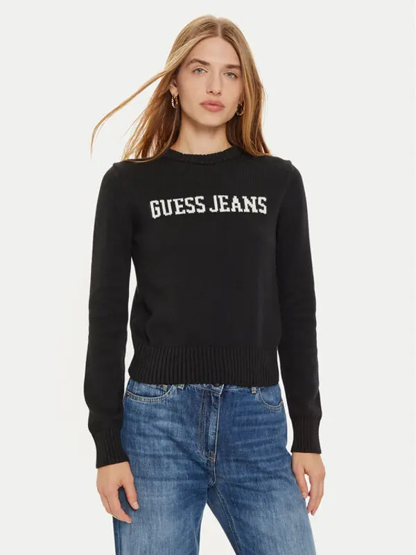 Guess Jeans Guess Jeans Džemper W4BR10 Z3HM1 Crna Regular Fit