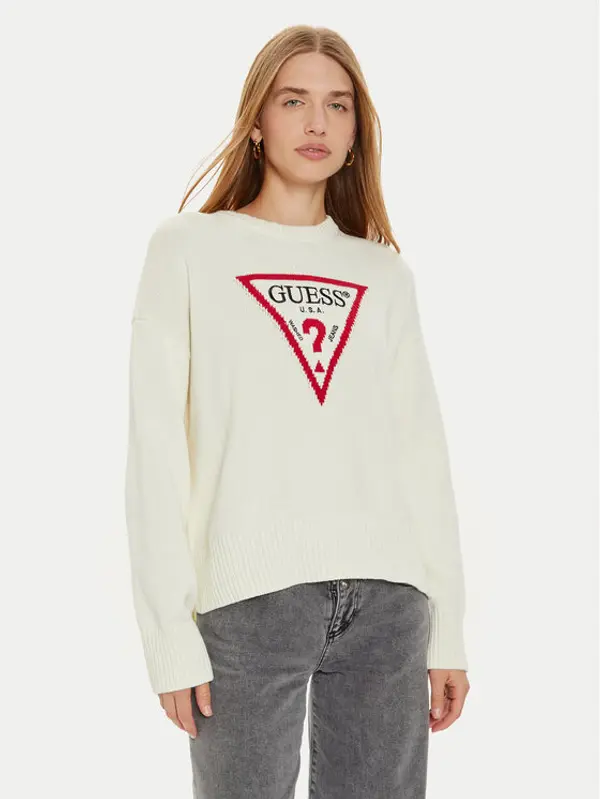 Guess Jeans Guess Jeans Džemper W4BR12 Z3HM1 Bež Regular Fit