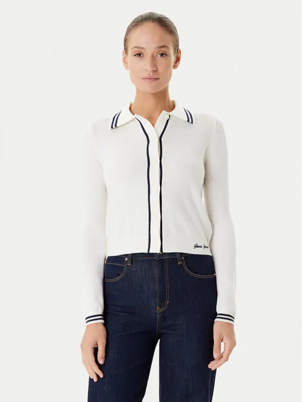Guess Jeans Guess Jeans Kardigan W5YR32 Z3HO2 Écru Regular Fit