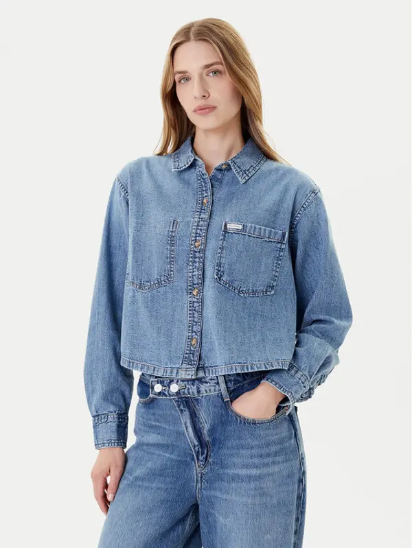 Guess Jeans Guess Jeans Košulja W5YH0D D5M86 Plava Regular Fit