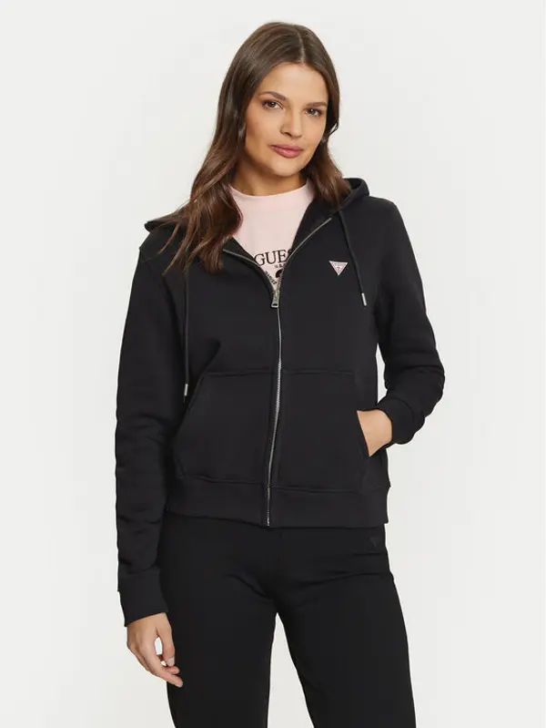 Guess Jeans Guess Jeans Majica dugih rukava GJ ZIP HOOD REG MINI W4YQ03 KC811 Crna Regular Fit
