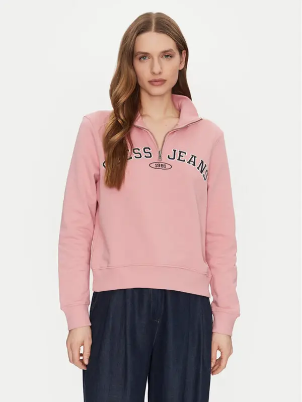 Guess Jeans Guess Jeans Majica dugih rukava W5RQ25 K68I4 Ružičasta Regular Fit