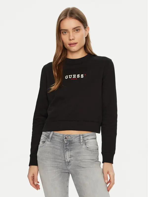 Guess Jeans Guess Jeans Majica dugih rukava W5RQ28 K68I4 Crna Regular Fit
