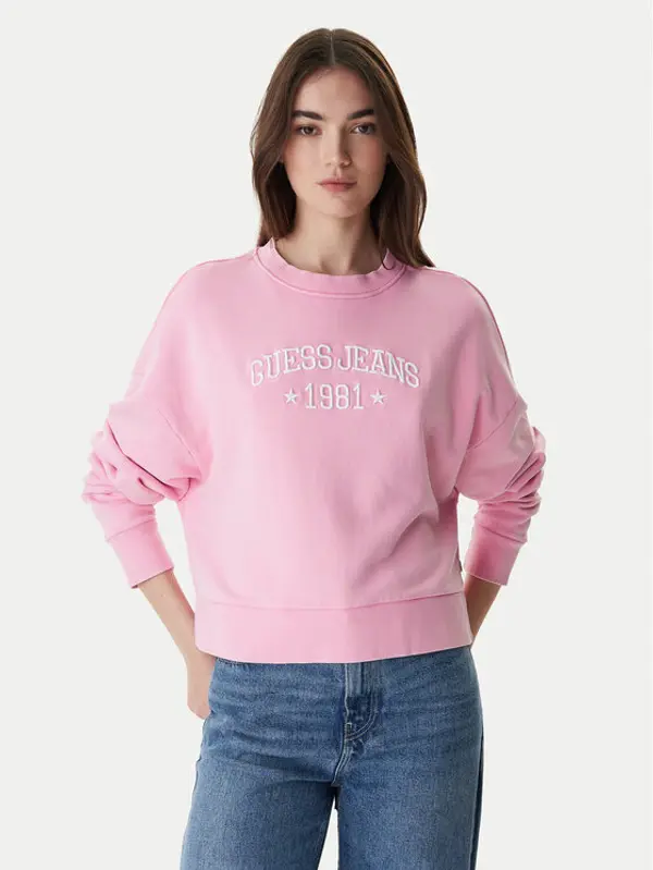 Guess Jeans Guess Jeans Majica dugih rukava W6RQ04 KCPR1 Ružičasta Relaxed Fit