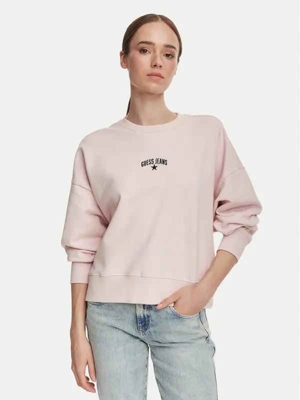 Guess Jeans Guess Jeans Majica dugih rukava W6YQ03 K3828 Ružičasta Regular Fit