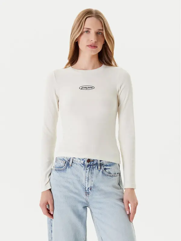 Guess Jeans Guess Jeans Majica W5YP38 KA0H1 Écru Slim Fit