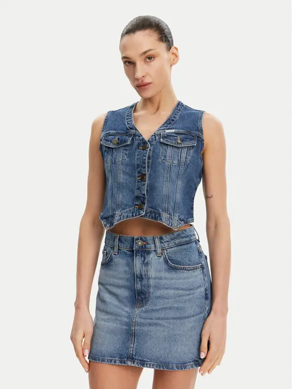 Guess Jeans Guess Jeans Prsluk W5GN74 D5M46 Tamnoplava Regular Fit
