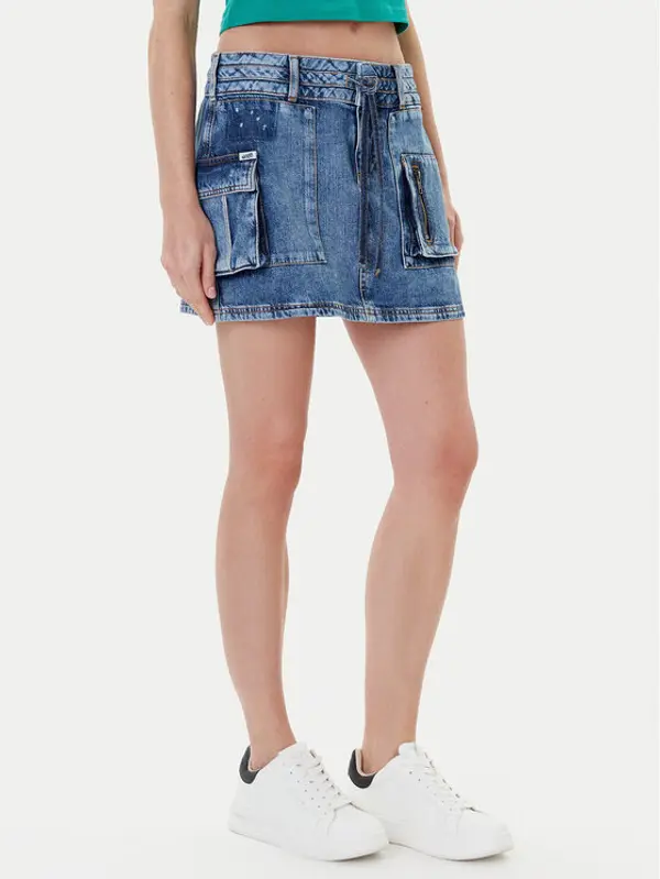 Guess Guess Jeans suknja W5YD0L D5R01 Plava Regular Fit