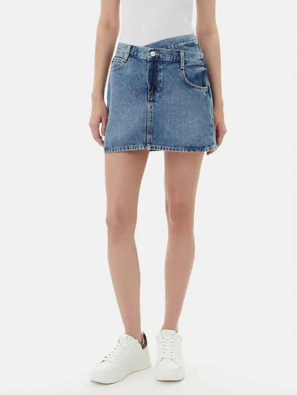 Guess Guess Jeans suknja W5YD1C D5QKB Tamnoplava Regular Fit