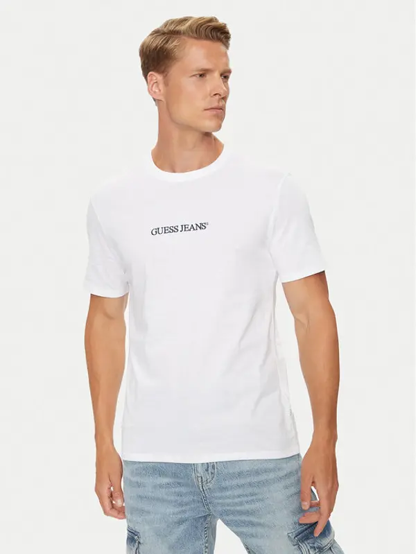 Guess Jeans Guess Jeans T-shirt M4YI52 K8HM0 Bijela Slim Fit