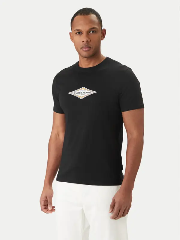 Guess Jeans Guess Jeans T-shirt M6GIB4 K8HM0 Crna Slim Fit