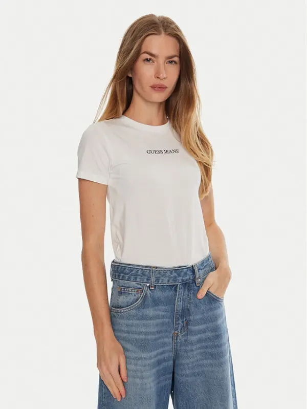 Guess Jeans Guess Jeans T-shirt W4YI01 J1314 Bijela Slim Fit