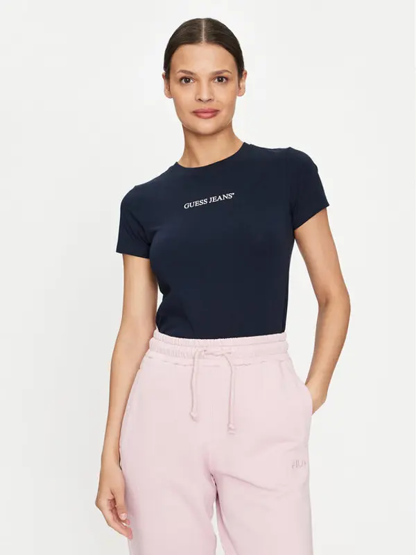 Guess Jeans Guess Jeans T-shirt W4YI01 J1314 Tamnoplava Slim Fit