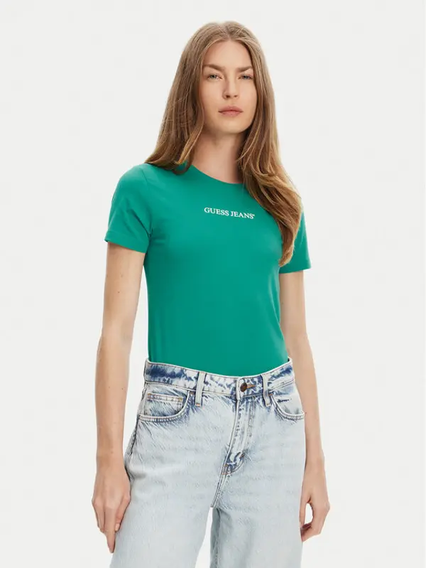 Guess Jeans Guess Jeans T-shirt W4YI01 J1314 Zelena Slim Fit
