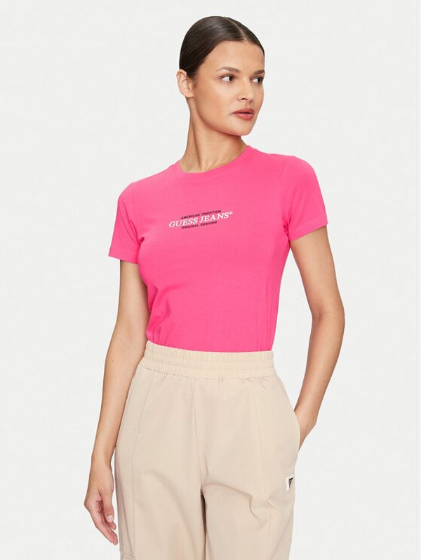 Guess Jeans Guess Jeans T-shirt W4YI03 J1314 Ružičasta Slim Fit