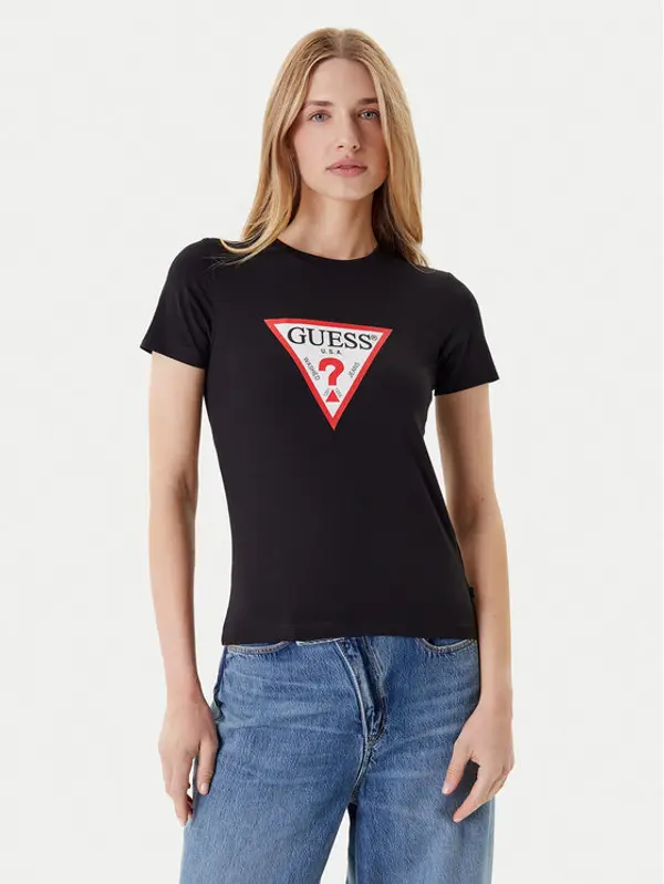 Guess Jeans Guess Jeans T-shirt W4YI04 J1314 Crna Slim Fit