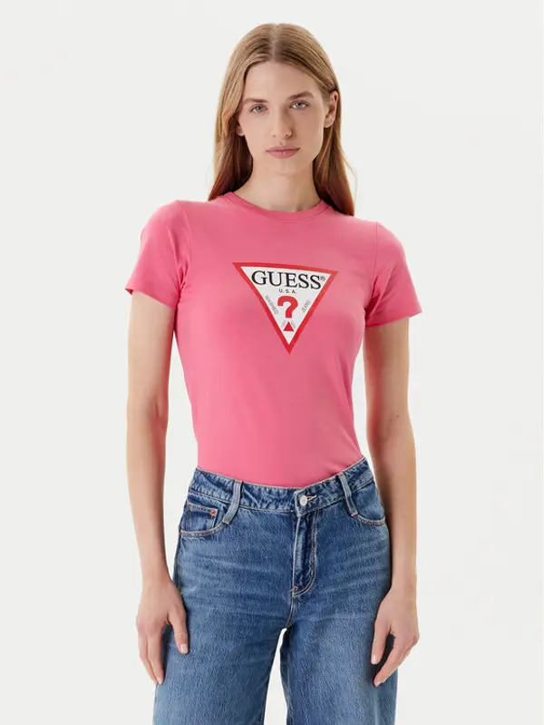 Guess Jeans Guess Jeans T-shirt W4YI04 J1314 Ružičasta Slim Fit