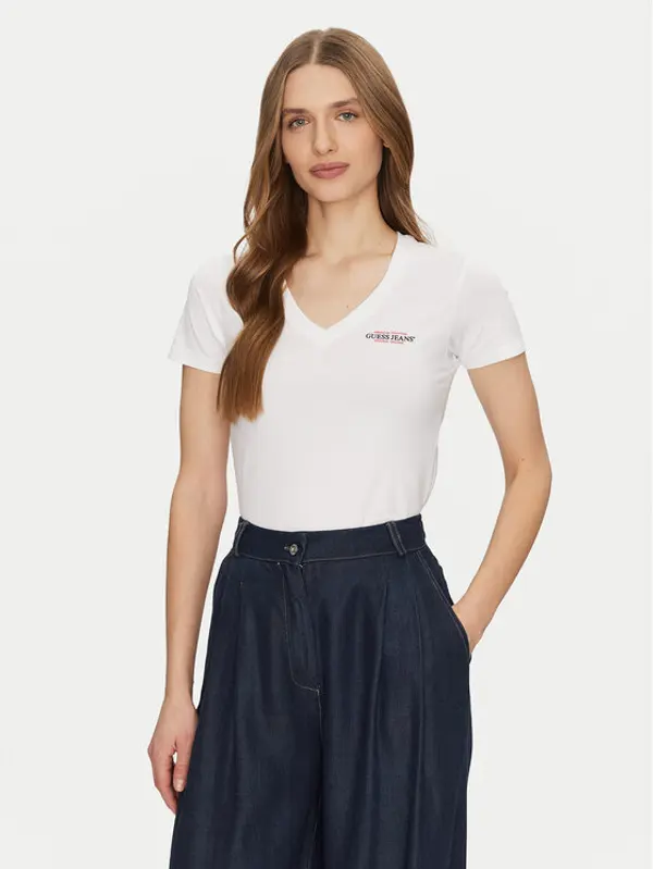 Guess Jeans Guess Jeans T-shirt W4YI23 J1314 Bijela Slim Fit