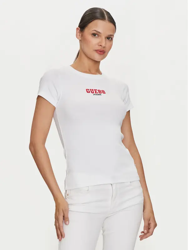 Guess Jeans Guess Jeans T-shirt W4YI64 KA0H1 Bijela Slim Fit