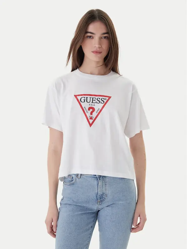 Guess Jeans Guess Jeans T-shirt W4YI73 K8HM0 Bijela Boxy Fit