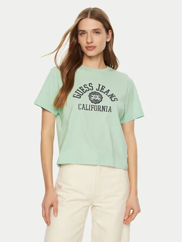 Guess Jeans Guess Jeans T-shirt W5RI43 K8HM0 Zelena Regular Fit