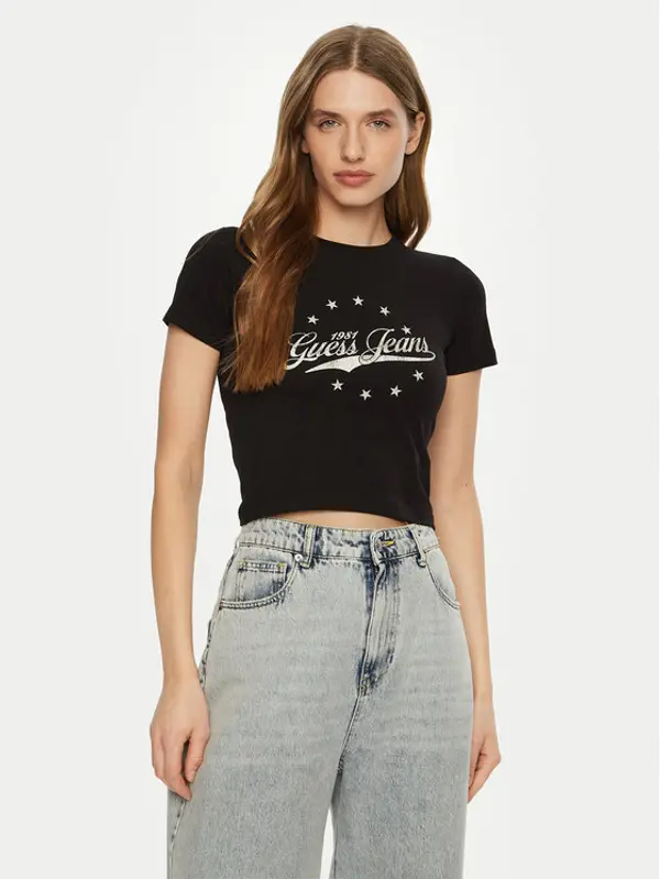Guess Jeans Guess Jeans T-shirt W5RI59 J1314 Crna Regular Fit