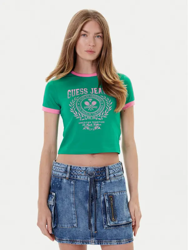 Guess Jeans Guess Jeans T-shirt W5YI03 J1314 Zelena Regular Fit