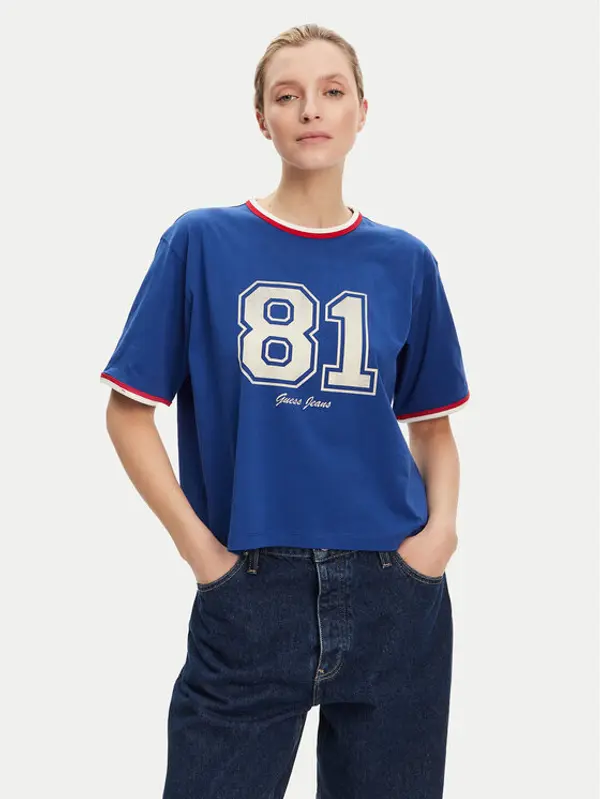 Guess Jeans Guess Jeans T-shirt W5YI19 K8HM0 Plava Regular Fit