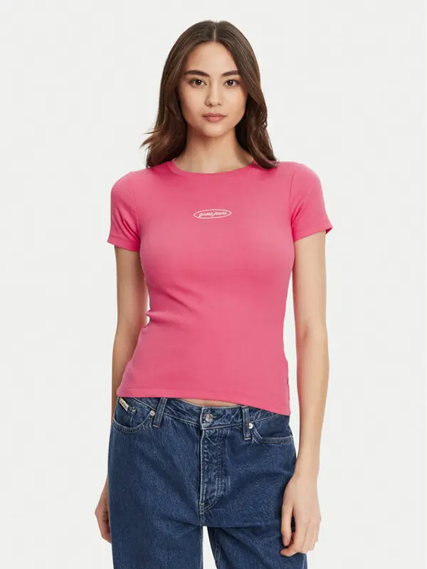 Guess Jeans Guess Jeans T-shirt W5YP37 KA0H1 Ružičasta Slim Fit