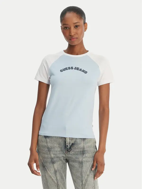 Guess Jeans Guess Jeans T-shirt W6GIB0 J1314 Svijetloplava Regular Fit
