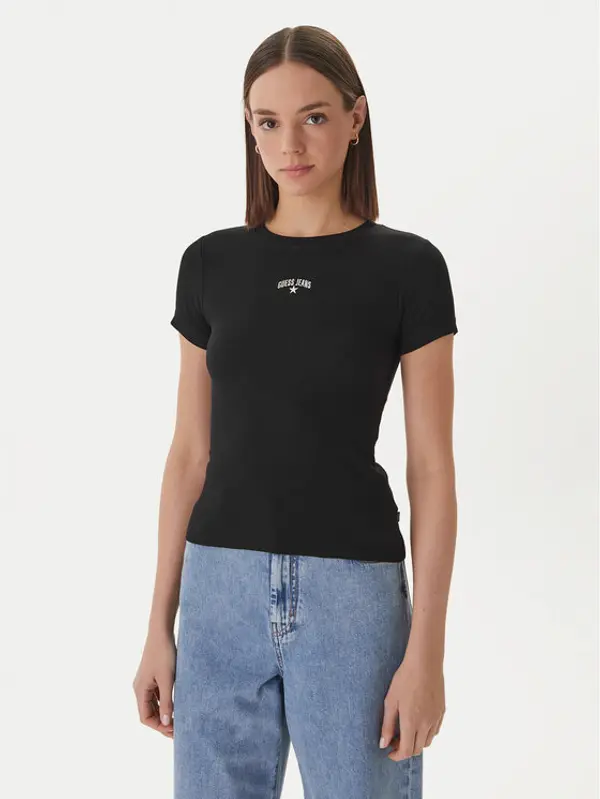 Guess Jeans Guess Jeans T-shirt W6GPZ3 KA0H1 Crna Slim Fit